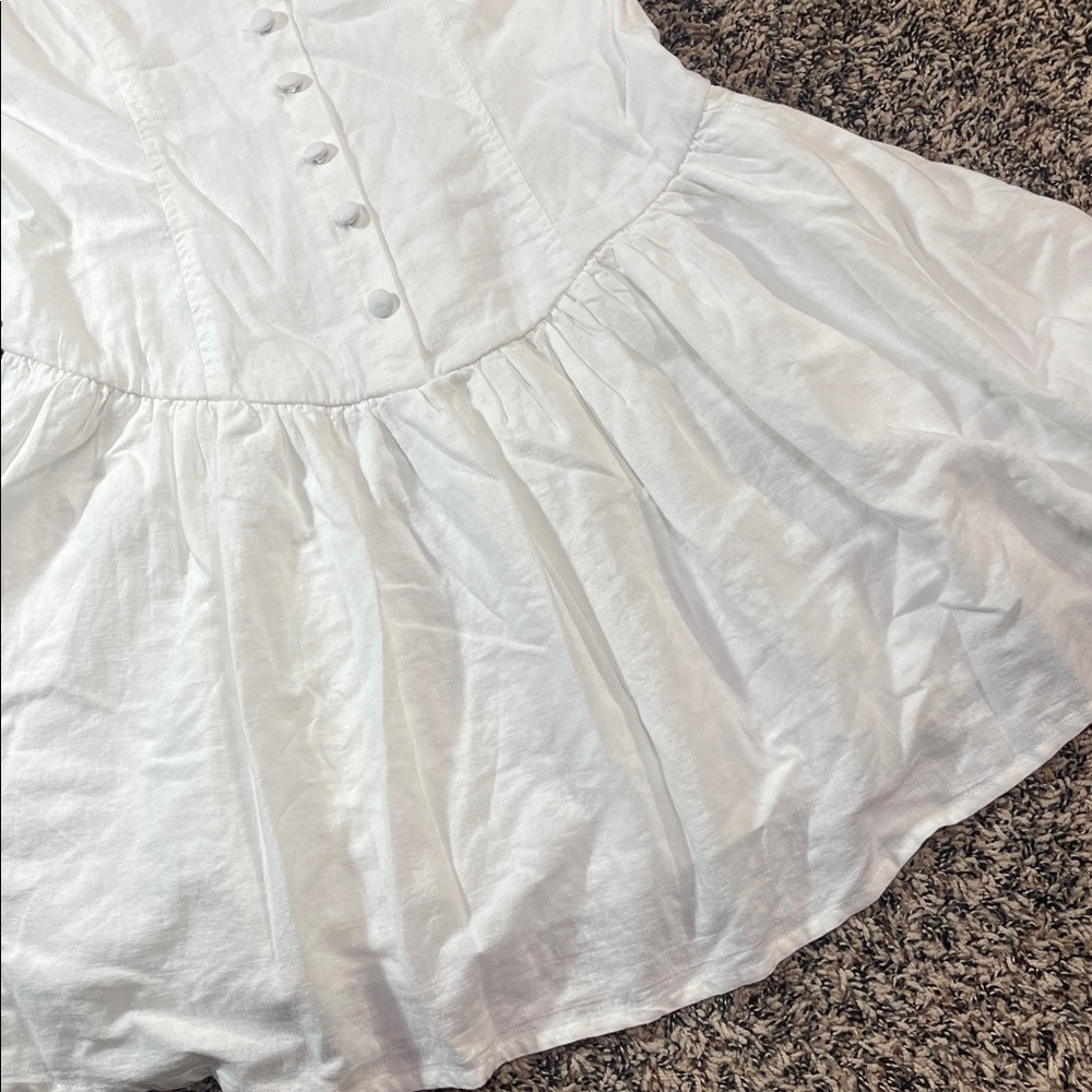 Wild Fable White Drop Waist Low Back Sleeveless Linen Mini Dress Size S | NWT - Picture 4 of 7